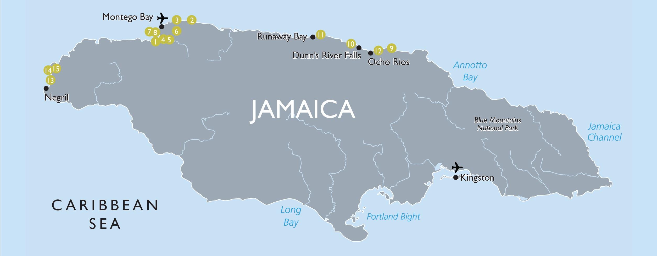 jamaica karta Jamaica tourist map   Karta med sevärdheter i jamaica (Västindien  jamaica karta