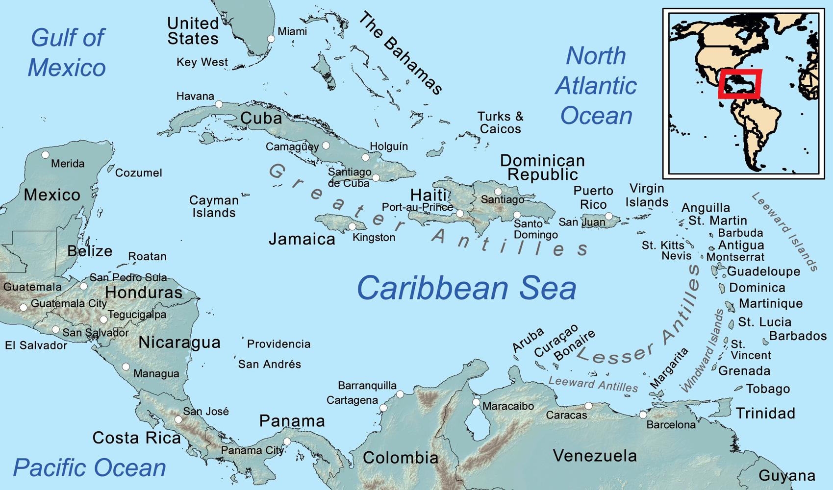 karta över västindien Jamaica, ön karta   Karta över jamaica och de omgivande öarna 