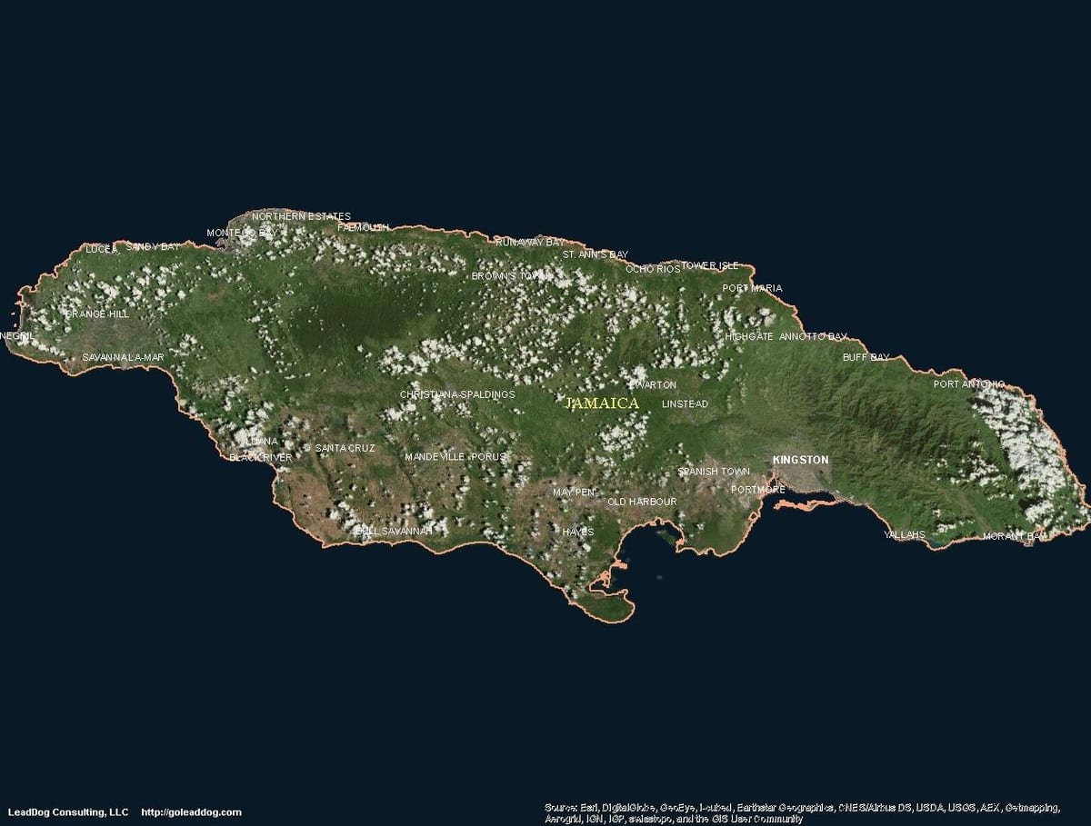 Karta flygfoto, jamaica