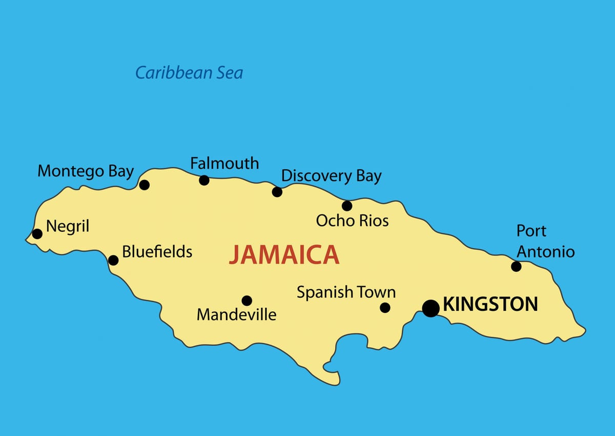 Karta över jamaica städer