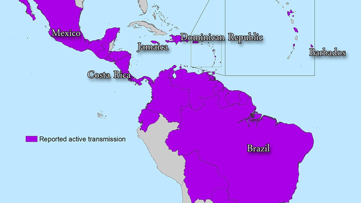 Karta över jamaica zika