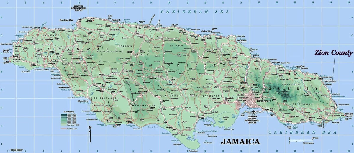 Karta över jamaicas norra kust