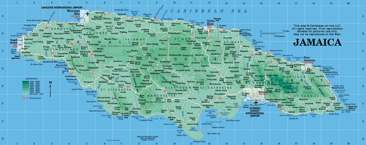 en karta över jamaica