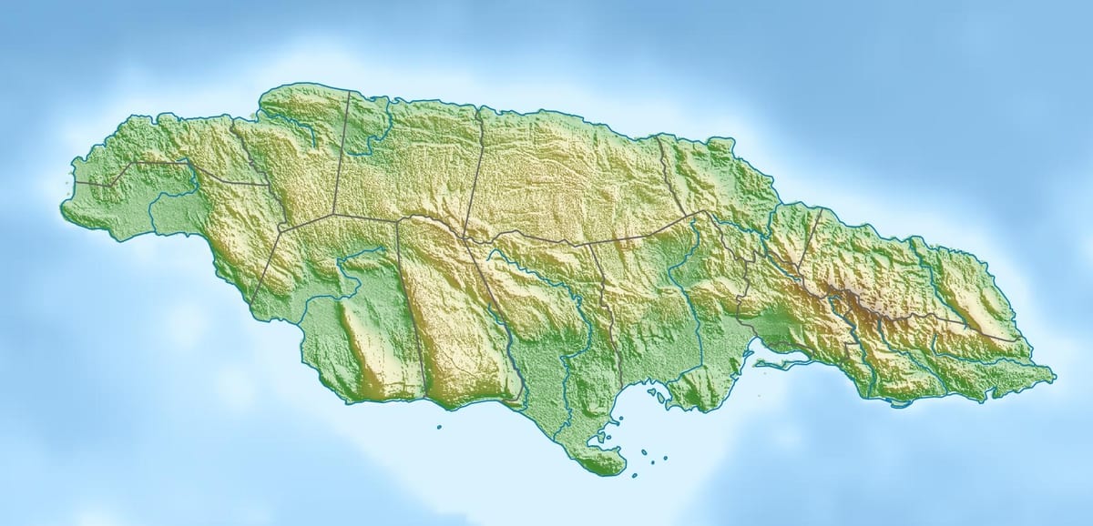 Karta av lättnad jamaica