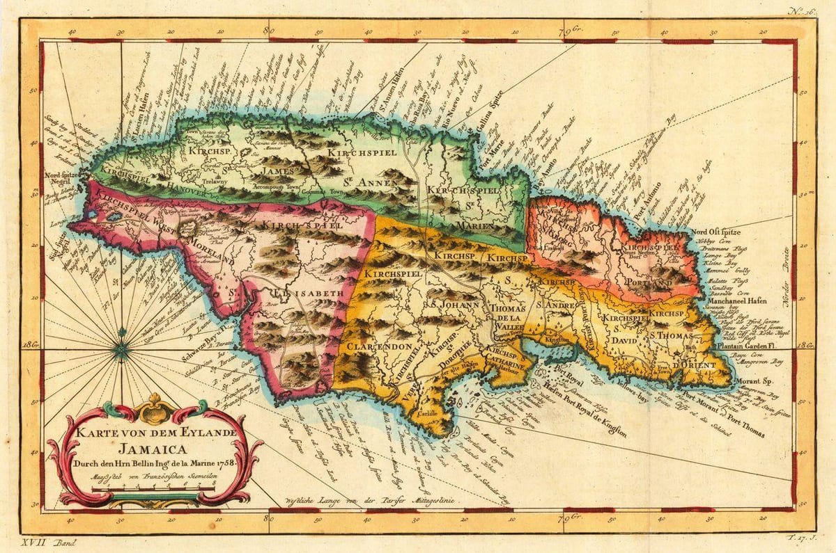 Karta över vintage jamaica