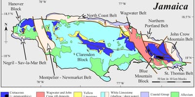 Karta över geologiska jamaica