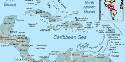 Jamaica på karta i karibien