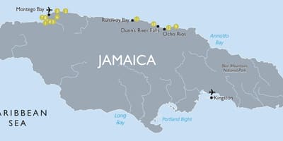 Karta med sevärdheter i jamaica