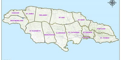 Karta över jamaica valkretsar