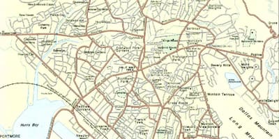 Karta över kingston jamaica stadsdelar
