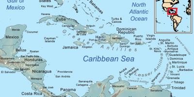 Karta över jamaica och de omgivande öarna