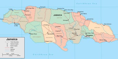 Karta över politiska jamaica